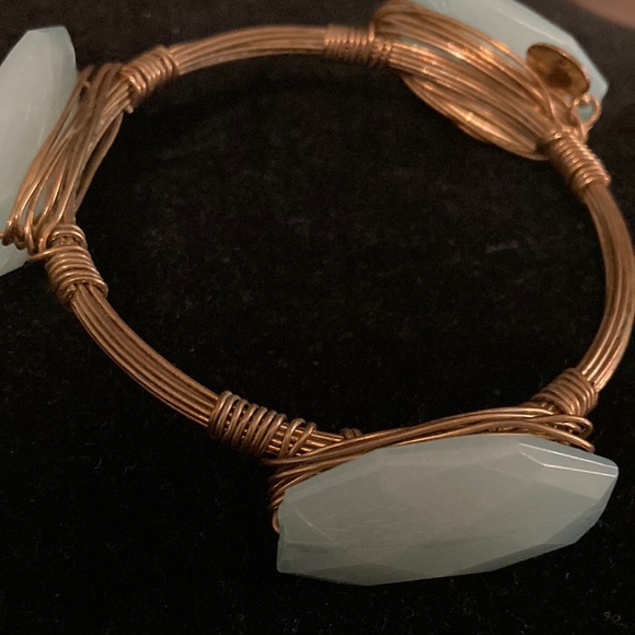 Jewelry - Gold Wire Wrapped Bracelet with Light Sea form color Stones